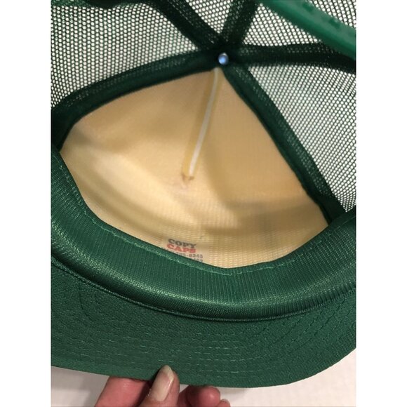 Associated Plastics, Inc Green White Mesh Snapback Trucker Cap Flat Bill Tall - Picture 5 of 6